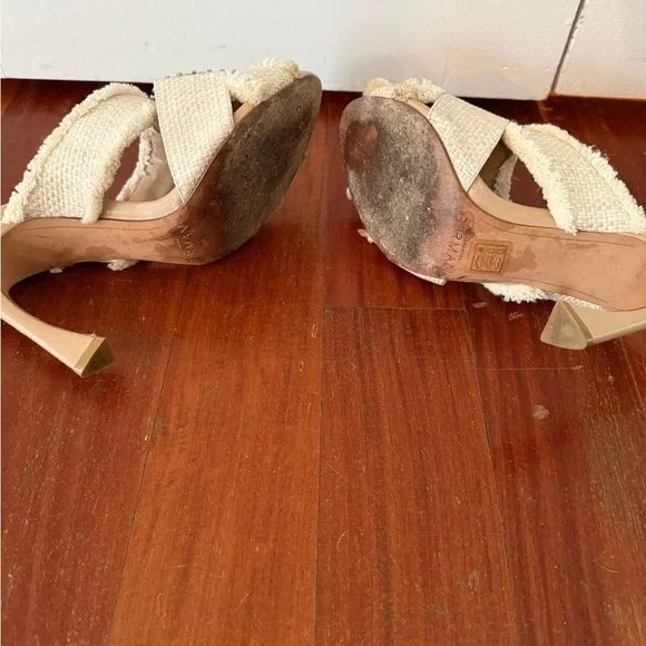 Alexandre Birman Madelina Raffia Crystal Mule Cream Sandals with Studded Accents - Picture 4 of 6